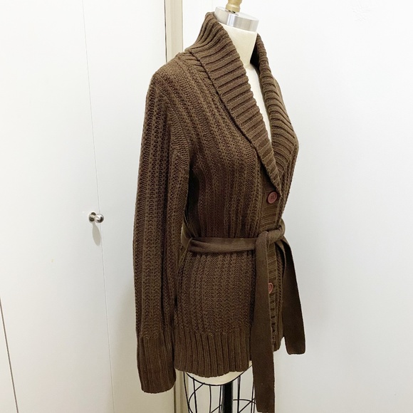 Nevada Shawl Collar Cardigan Sweater Brown S 6-8 - Picture 9 of 11